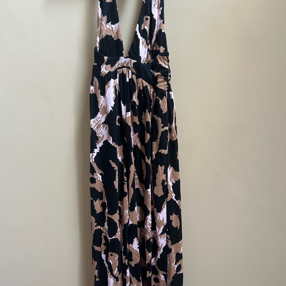 Leopard Print Halter Maxi Romper
